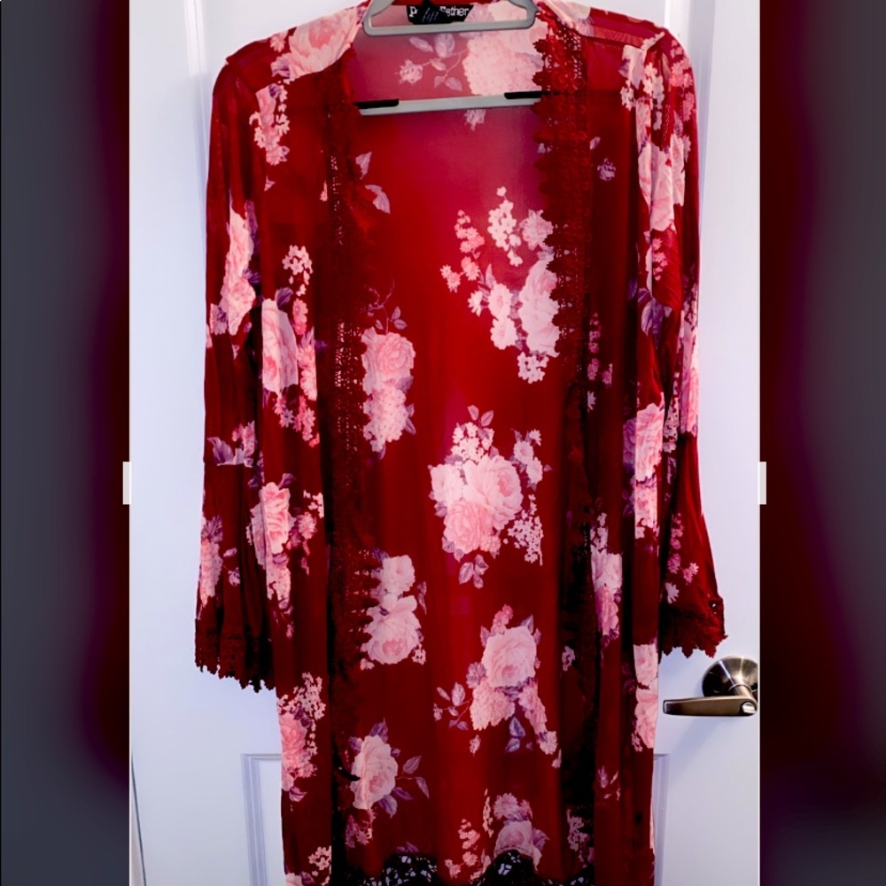 Floral print kimono
